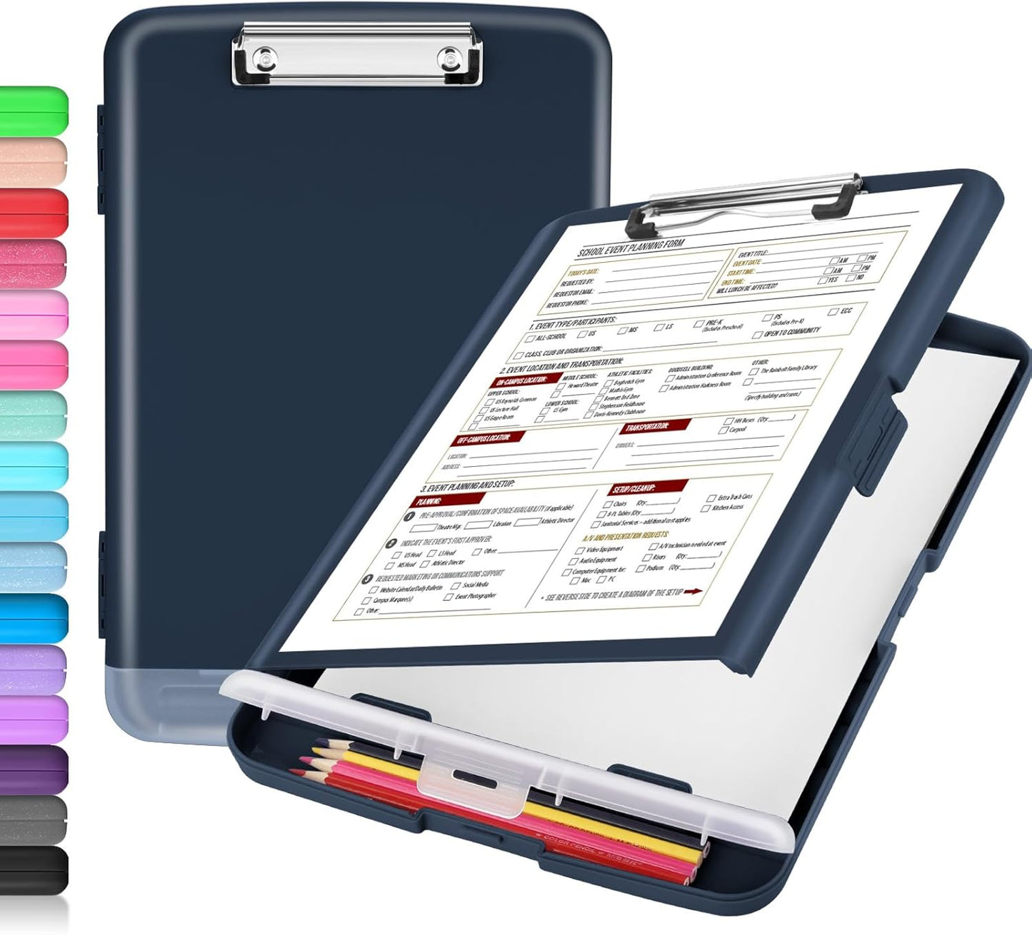 Sooez Clipboard - 8.5 x 11 Storage with Pen Holder | Durable Plastic Organizer for School & Office