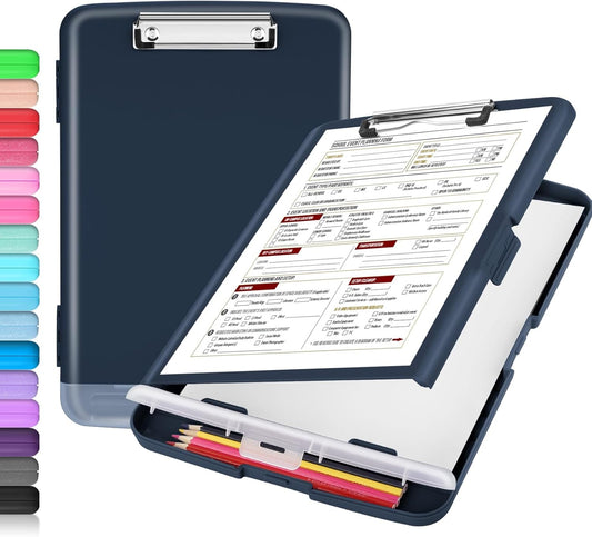 Sooez Clipboard - 8.5 x 11 Storage with Pen Holder | Durable Plastic Organizer for School & Office