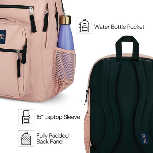JanSport Laptop Backpack - Ergonomic Computer Bag with 2 Compartments & 15” Sleeve - Bad Bows Design