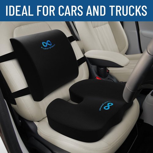 Everlasting Comfort Seat Cushion & Lumbar Support Bundle - Ideal for Desk, Car, Office, Gaming Chairs - Enhance Posture and Relieve Back Pain (Black)