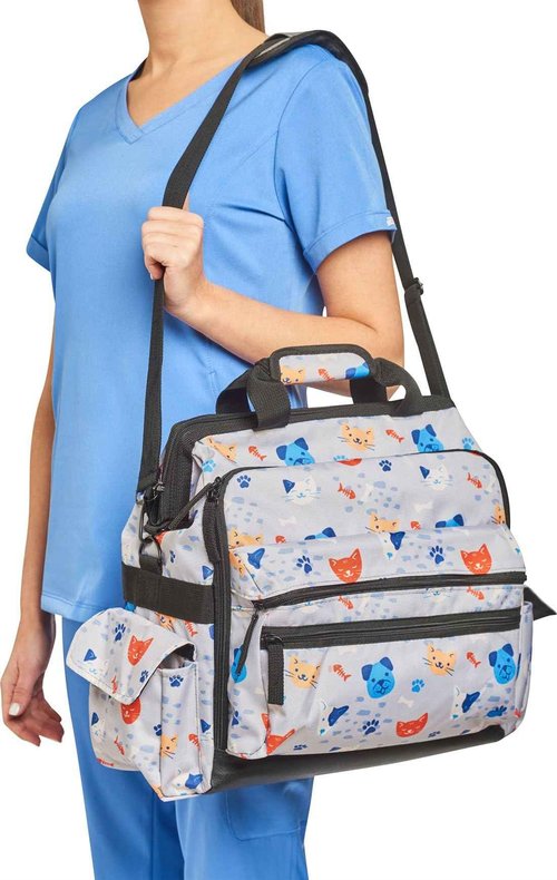 Nurse Mates Ultimate Nursing Bag | Multiple Compartments | Laptop Pocket | Durable Zippers | Furry Faces