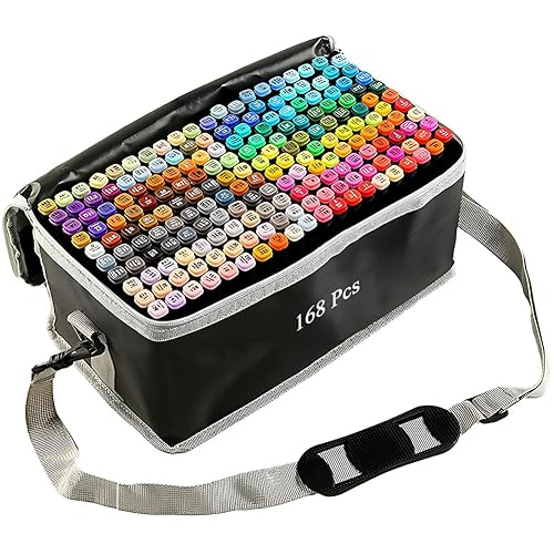 168 Colors Alcohol Markers with Base, Permanent Dual Tip Art Markers for Adults Anime Coloring Sketch Illustrations Pefect for Gift- Refillable