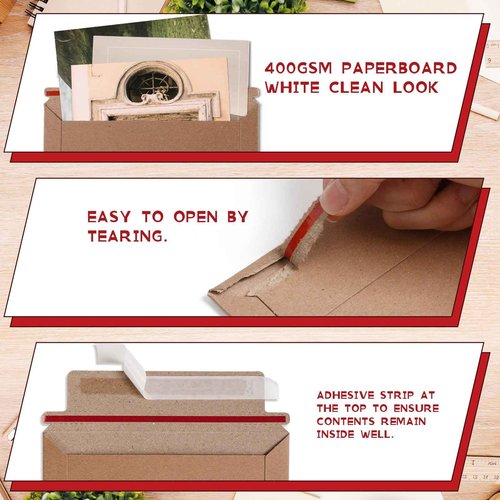 Fainne 7 x 9 Inch Brown Rigid Mailers Bulk Flat Cardboard Envelopes Self Adhesive Photo Cardboard Shipping Bag for Office Mailing Document Photography Letters Packaging Supplies(Kraft Color)