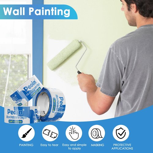 Blue Painters Tape 2 Inch Wide Bulk, 24 Roll Painting Tape Blue Masking Tape for Painting Wall DIY Edge, Paint 1.88 Inch 55 Yards X 24 Rolls 1320 Total Yards