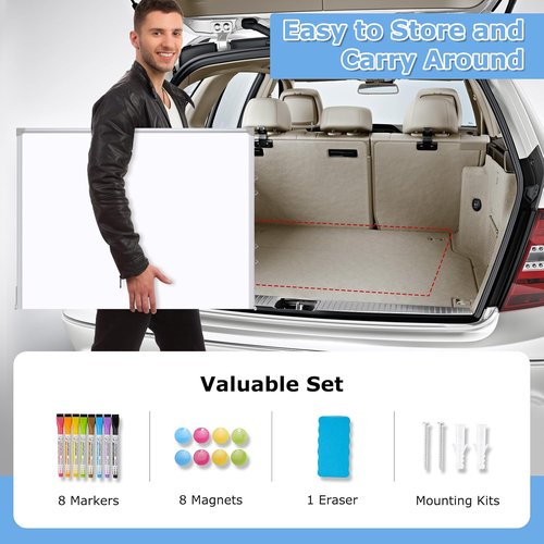 Dollar Boss Large Magnetic Whiteboard - 72 x 40 Inch Portable Double-Sided Dry Erase Board | Aluminum Frame for Office & Classroom