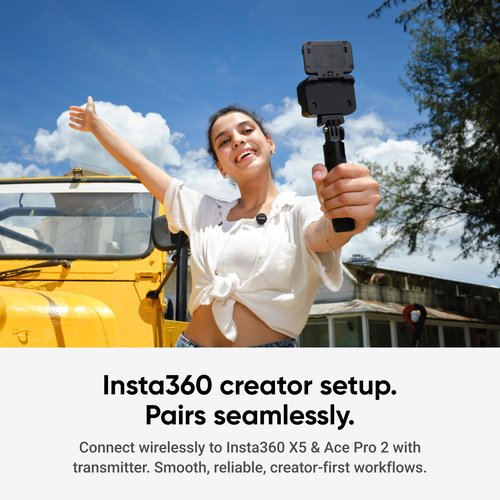 Insta360 Mic Air (1 TX + 1 RX), Noise Cancelling, 300m Range, Wireless Microphone for USB-C iPhone/Android/PC/Mac, Vlog, Streaming
