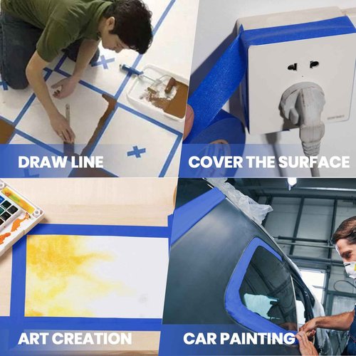 ADHES Upgrade Blue Painters Tape, Masking Tape for Painting 36 Rolls x 1.41 Inch x 60 Yards, Blue Paint Tape No Residue Outdoor Anti UV Multi Surface Use, Total 2160 Yards
