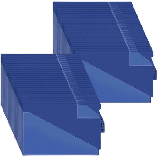 60 PCS Center Tab Poly Out Guides Center Position Tab Vinyl Outguides Plastic File Folders Two Pockets Letter Size Project Folders Clear Front Documents Holder for Home School Office Medical Supplies