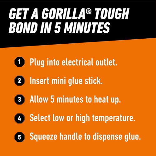 Gorilla Mini Hot Glue Gun Kit - Dual Temp Precision Nozzle & Easy Squeeze Trigger | 1 Gun + 30 Sticks