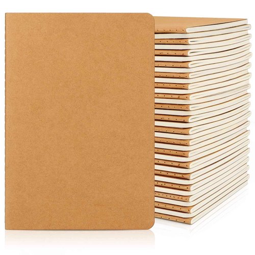 EUSOAR Blank Paper Notebook, 36pcs A5 5.5"x8.3" 60 Pages Soft Cover Kraft Subject Journal Diary Notebooks, Writing Note Pads Sketchbook Memo Composition, for School Office College