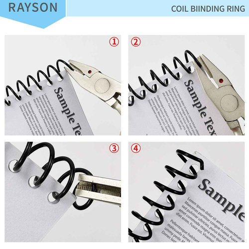 Rayson 15.9mm Plastic Spiral Coil Binding 3:1 Pitch, 5/8inch, 140 Sheets Capacity Black Coil Binding Spines - Versatile for Office and Educational Tasks, Pack of 100