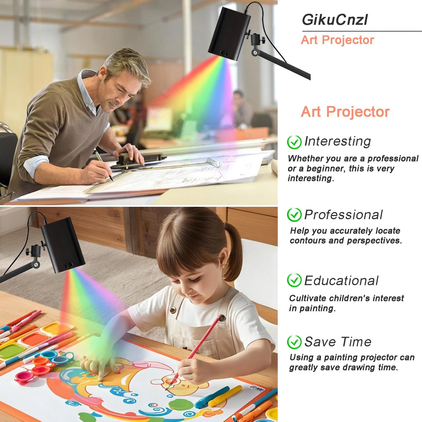 Art Projector for Tracing, Drawing Projector, Tracing Drawing Tool Smart Sketcher Cookie Cake Mini Portable Smart Phone Movie Projector with Stand