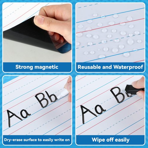 Jumbo Magnetic Draw & Write Paper 21.5x17in Dry Erase Handwriting Lined Paper for Classroom Whiteboard Accessories Writing Chart Page Giant Magnet Notebook Poster Graduation Supplies Teacher Must Have