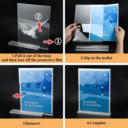 Arrobust Acrylic Sign Holder 8.5 x 11, Double Sided Clear Acrylic Display Table Signs Stand, T Shape Flyer Holder Plastic for Picture Paper Frame Holder Home Office Menu Retail Show Fair, 6 Pack
