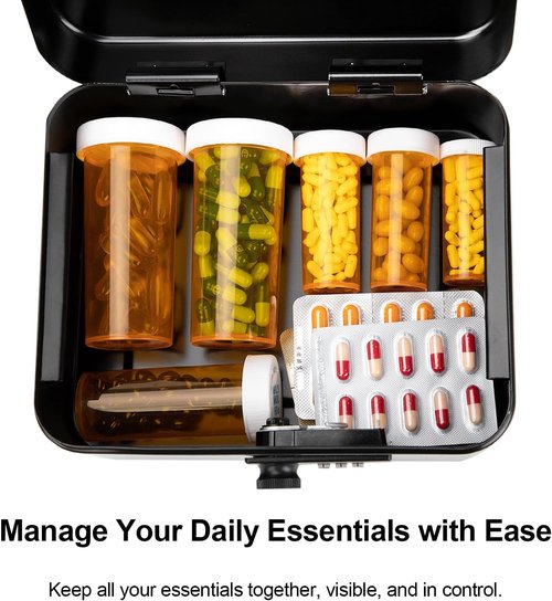 Jssmst Cash Box - Secure Money Tray with Combination Lock | Durable Medication Lock Box, 7.87'' x 6.3'' x 3.54''