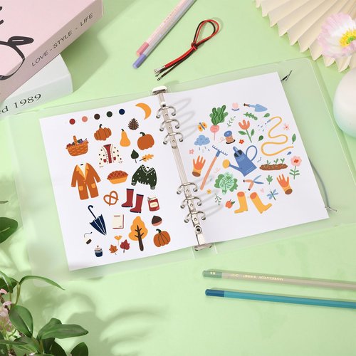 CHGCRAFT 40 Sheets Blank Release Paper Binder Notebook Paper Refills for Collecting Sticker Reusable Cover Sets with 2 Pcs Ropes for 6 Ring Sticker Organizer Binder Album Storage Book 9.3x7.1x1.2In