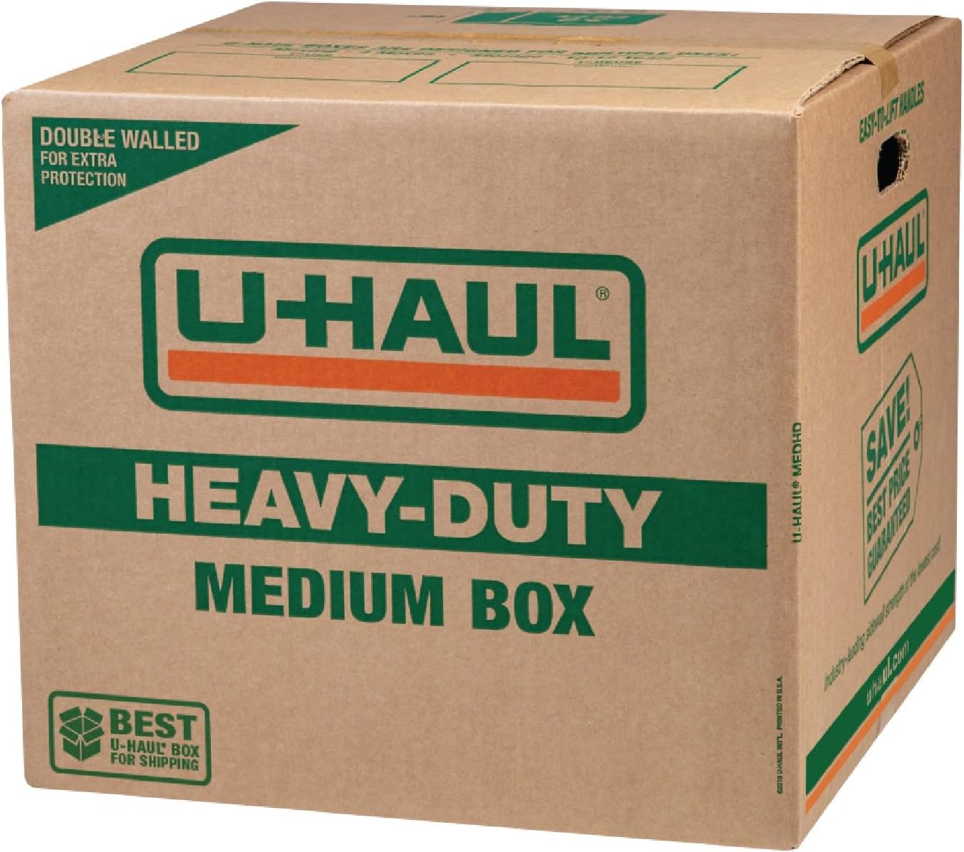 U-Haul 11-Piece Heavy-Duty Moving & Shipping Boxes - 10 Boxes with Handles + Bonus Tape - 18-1/8” x 18” x 16”