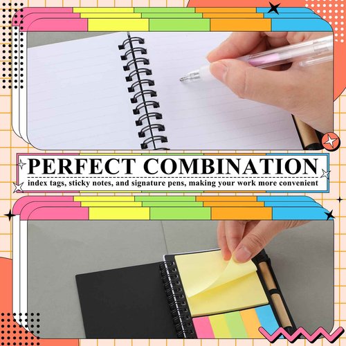 Qilery 30 Pack Lined Spiral Notebook Small Notepad and Pen Set Steno Pads Lined Notepad Black Pocket Notebook for Business Office School Supplies