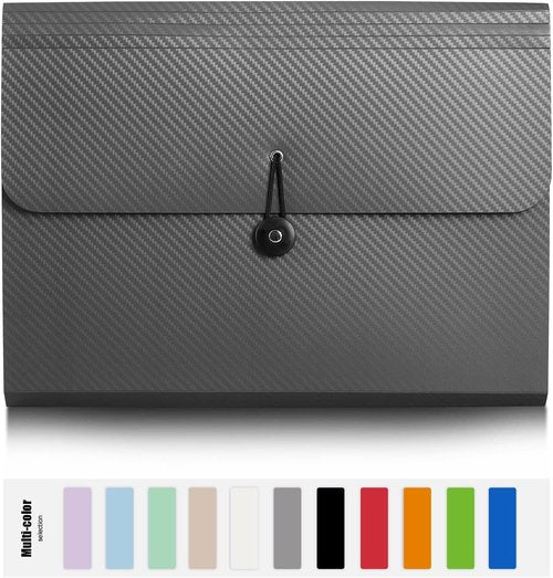 Nicfaec Expanding File Folder - 13 Pocket Accordion Organizer for Documents | Grey Aesthetic Design for Home, Office & School