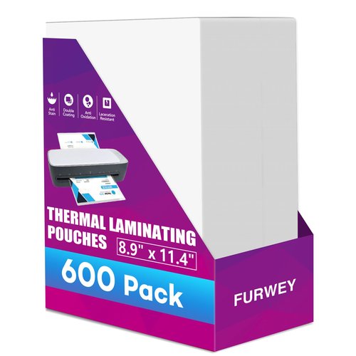 FURWEY 600 Pack Laminating Sheets, Holds 8.5 x 11 Inch Sheets, 3 mil, 8.9" x 11.4" Thermal Laminating Pouches Lamination Sheet Paper for Laminator, Clear, Letter Size, Office and School Supplies