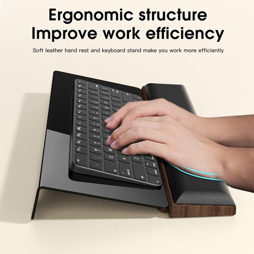 Keyboard Stand, Riser With Wrist Rest and Storage, Ergonomic Computer Riser With Wrist Pad for Home Office (Keyboard Not Included)