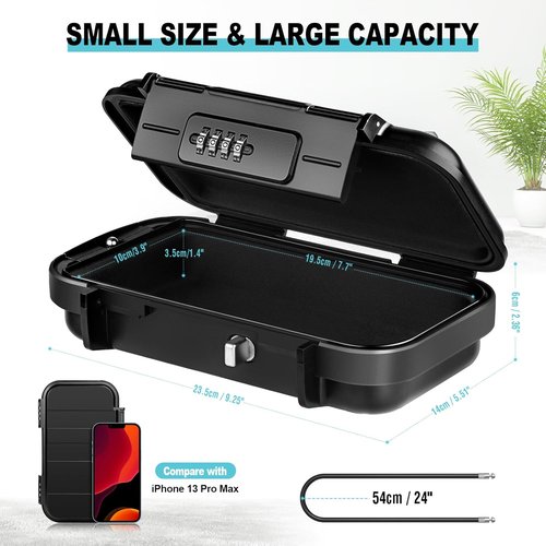 HUANLANG Portable Safe Lock Box - Waterproof Mini Travel Safe with Combination Lock | Ideal for Beach, Dorm, Hotel, and Home