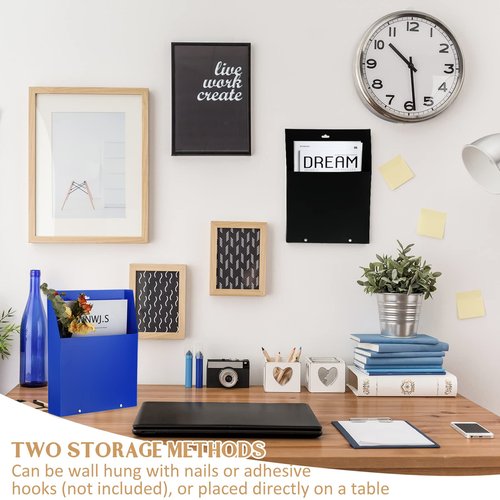 Teling 6-Piece Wall Mount File Holder No Drilling, 6 Colors: Red, Green, Blue, Black, Orange, Rose Red - Polypropylene (PP) Material - Wall Organizer, Letter Holder for Home, Office, School Supplies