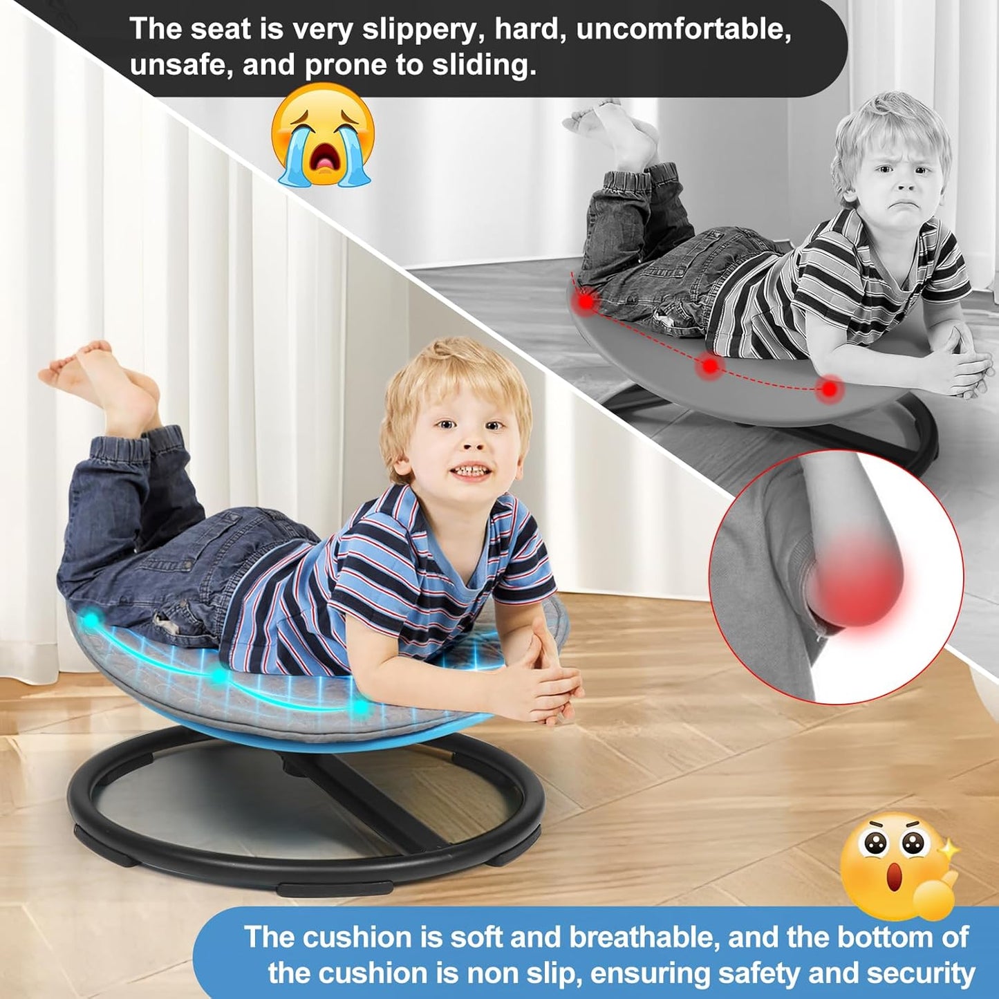 Skiennix Anti-Slip Seat Cushion - Double-Layered Thick Padding for Swivel Chairs | Ideal Comfort & Support