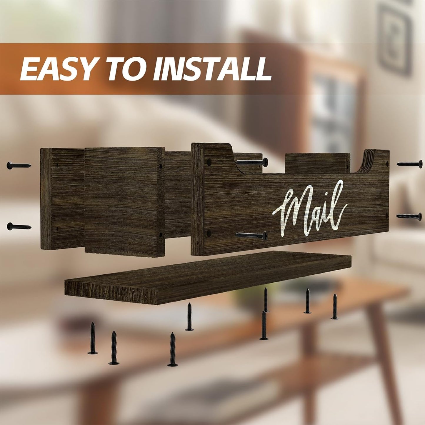 Skiennix White Wooden Mail Organizer - Stylish Countertop Storage Solution | Brown & White Finish
