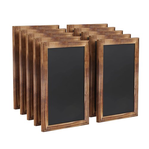 Flash Furniture Canterbury Wall Mount Magnetic Chalkboard Sign - Torched Wood Finish - 11" x 17" - Vertical or Horizontal Hanging Message Board, Set of 10