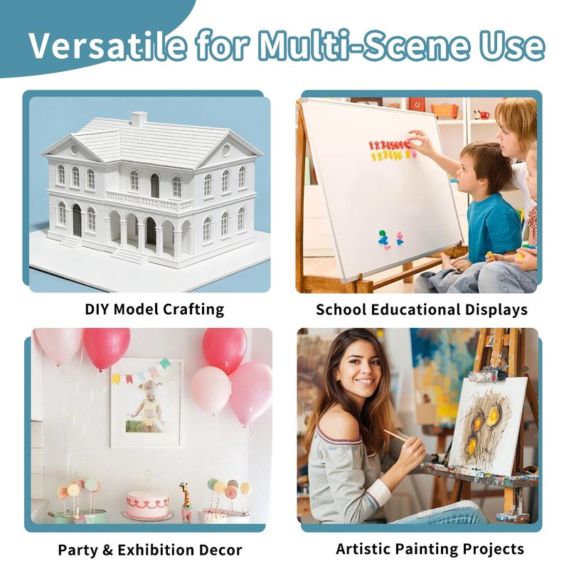XyaMov 4 Pack Foam Board 27.5" x 39.4", 0.23 Inch Thickness White Poster Board, Double-Sided Acid-Free Foam Core Board, Large Lightweight Foam Boards for Painting, Display, Craft & School Projects