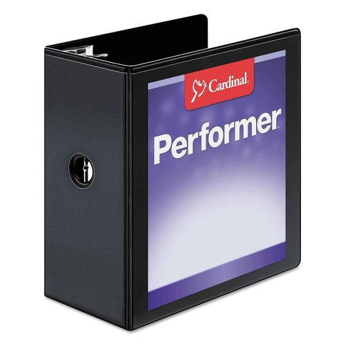 Cardinal Performer 3-Ring Binder, 5", Locking Slant-D Rings, 1,050-Sheet Capacity, ClearVue Presentation Binder, Nonstick, PVC-Free, Black (17951)