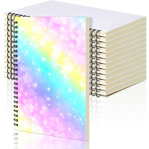 Seajan 12 Pcs Sublimation Journal Blank Notebooks A5 120 Pages Spiral Notebooks Hardcover DIY Notepad for Students Teacher Gifts Favors School Office Home Supplies (8.07 x 5.71 Inch)