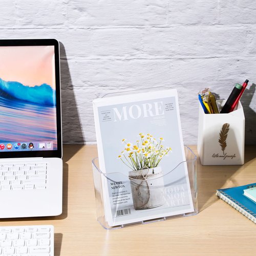 Chinco 10 Pack Acrylic Brochure Holders Bulk 6x8 Inch Commercial Menu Stands, Wall Mountable Display for Restaurants, Wedding, Literature, Pamphlets, Flyers and Trifold Documents