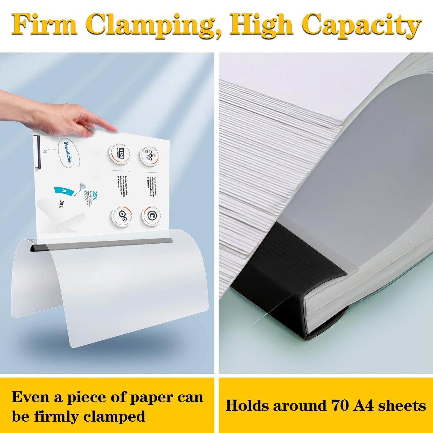 Report Covers with Sliding Bar, Clear Report Covers for A4 and Letter Size Paper, Resume Covers Presentation Folders File Document Binder for School Business, 70 Sheet Capacity