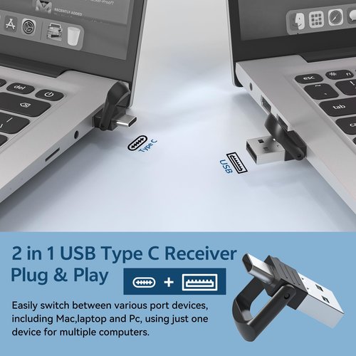 [2 in 1 USB C + Rechargeable] Presentation Clickers, Powerpoint Clicker Wireless Presenter Remote, Presentation Pointer PPT Slideshow Advancer Remote Control Slide USB Clicker for Computer, Mac