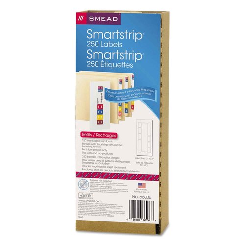 Smead Smartstrip Labels, Refill Pack, End Tab Labels, Ink-Jet Printer (66006)