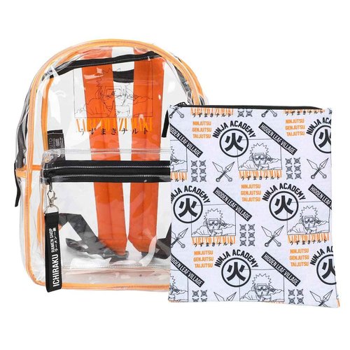 Bioworld Naruto Shippuden 17 Clear Plastic Backpack with Removable Laptop Pocket