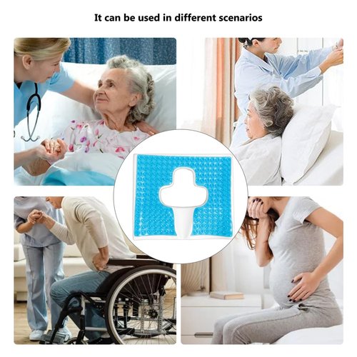 TITA-DONG Anti Bedsore Cushion, Breathe Freely Fiber Material Bedsore Cushions for Butt, T Shaped Opening Triangular Slope Design Anti Decubitus Cushion for Elderly, Bedridden, Disabled (Blue)