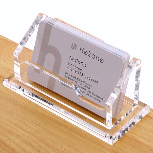 Acrylic Card Holder Clear Horizontal Business Card Organizer Stand for Desk 1 Slots Business Cards Stand for Women and Men