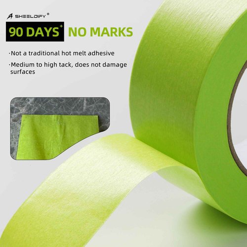 Sheeldify Gen.III-Tech Seam Tape Specialized for Floor Protection | Edge Tape | Masking Tape, 90 Day+ (Green, 6 Roll, 2" x164')