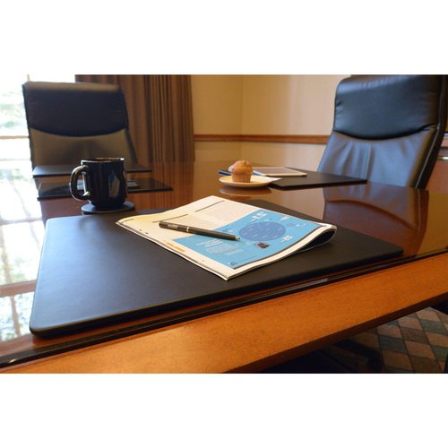 Dacasso Classic Black Leather 17" x 14" Luxury Conference Table Pad - Leather Desk Blotter for Writing - Boardroom Organization & Executive Desk Decor