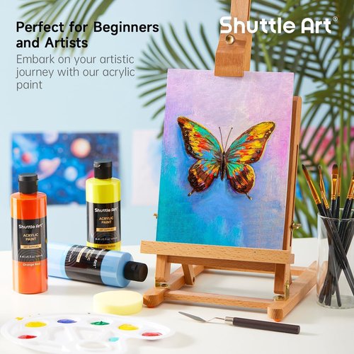 Shuttle Art Acrylic Paint Set - 18 Rich Pigmented Colors | 250ml Bottles for Artists & Kids