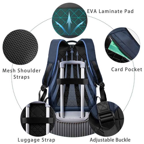 hk Backpack for Men Business Slim Backpack with USB Charger Computer Lightweight Anti-theft Travel Backpacks 15.6 inch Water Resistant Laptop Bag for Work Office College-Dark Blue
