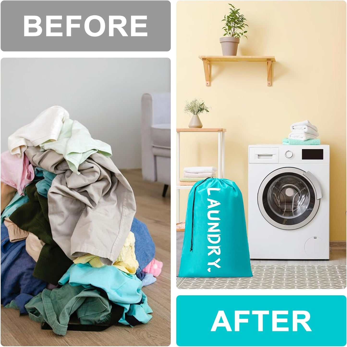 XL Travel Laundry Bag by [Brand Name] - Machine Washable Organizer with Drawstring | Holds 4 Loads, 24" x 36"