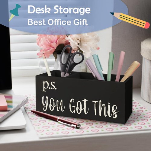 SNNDER You Got This Inspirational Pen Holder for Desk, Encouragement Gifts, Motivational Gifts for Women Men Pen Wooden Pen Pencil Holder Organizer for Office Desk Accessories