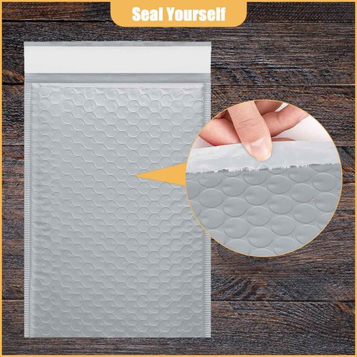 PRIMPKG 6in x 9in Bubble Mailer, Gray Poly Mailer, Padded Envelope, Shipping Envelope, Waterproof, Self-Sealing, For Small Business, Shipping, Mailing, Boutique Packaging(250PCS)
