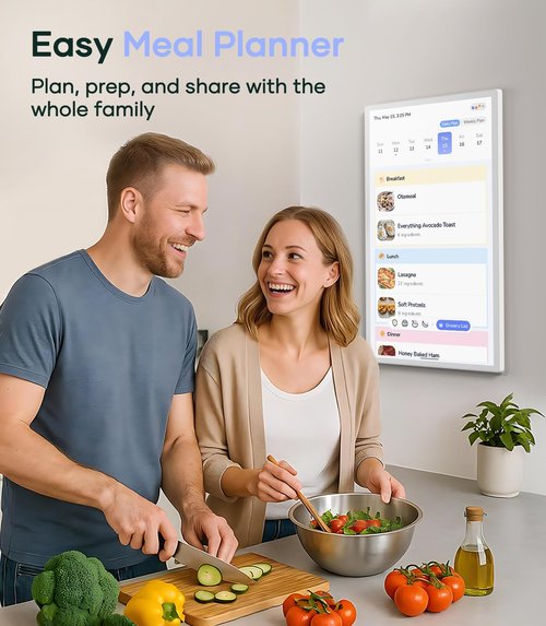 Cozyla 32 Inch Digital Calendar Wall Touch Screen Chore Chart To Do List Notepad Electronic Smart Calendar Digital for Family Meal Planner Support All App Via App Store Android Tablet Wall Mount White