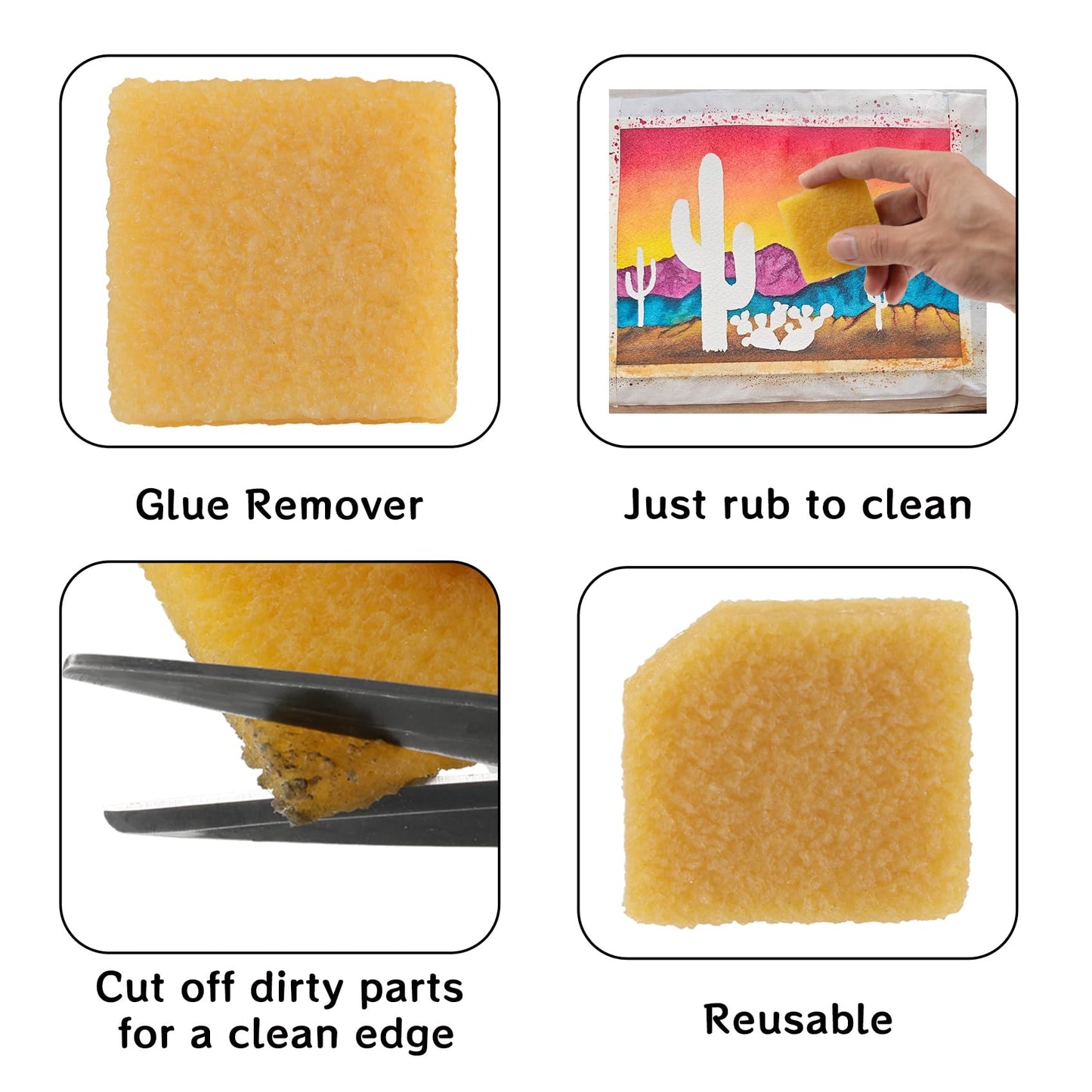 WHTCHSU 4 Pcs Glue and Residue Eraser Rubber Cement Cleaner for Removing Adhesive and Residues from Paper Plastic and More