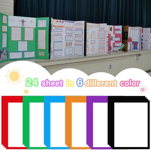 LonlyEagle Self-Adhesive Science Fair Board Supplies - 37 Colorful Sheets for Projects & Presentations